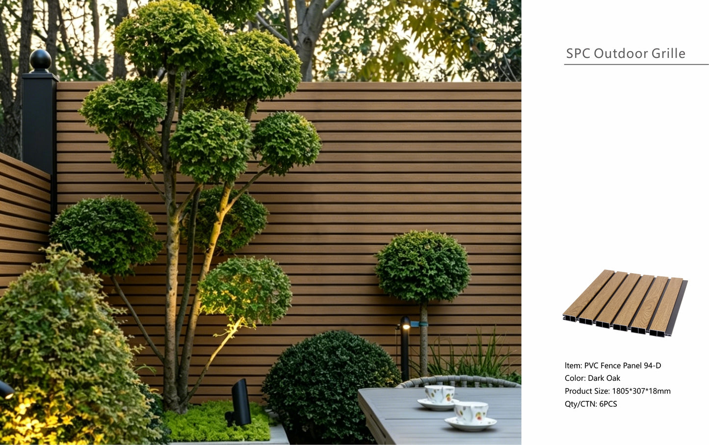 Fencing 94D - Dark Oak - Outdoor - 180cm (1 Pack / 6pcs)