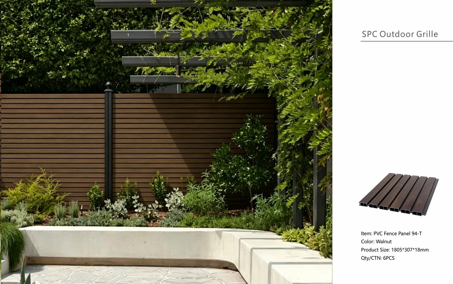 Fencing 94T - Walnut - Outdoor - 180cm (1 Pack / 6pcs)