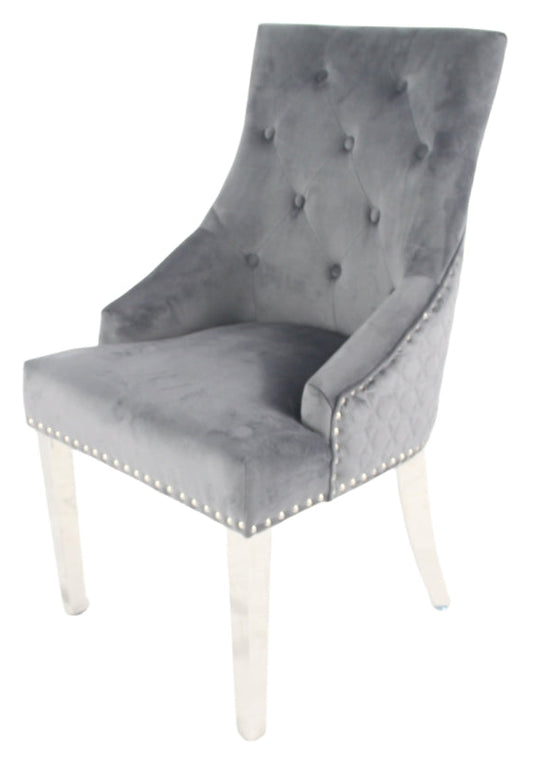 Roma Dark Grey Chair (No Knocker/Chrome Legs)
