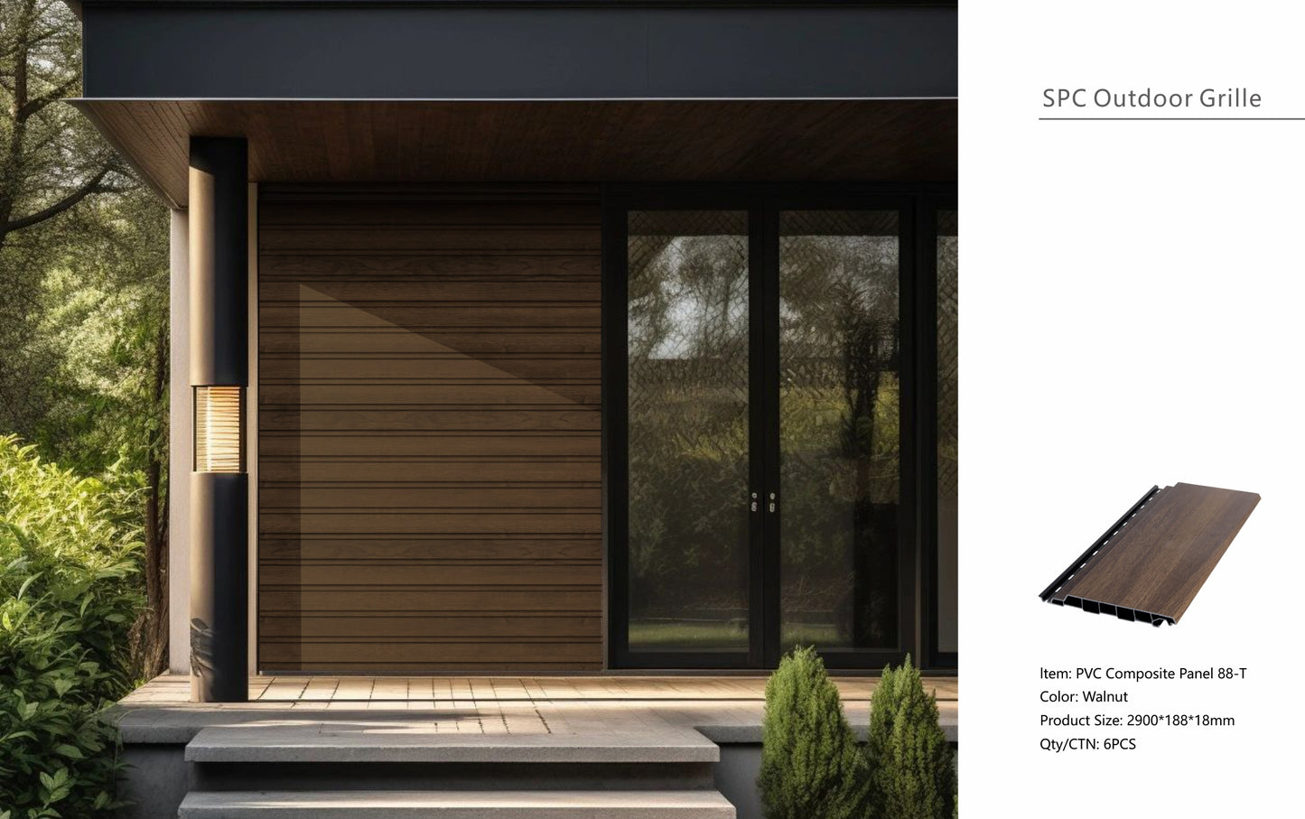 Wall Panel 88T - Walnut - Outdoor - 290cm - (1 pack / 6pcs)