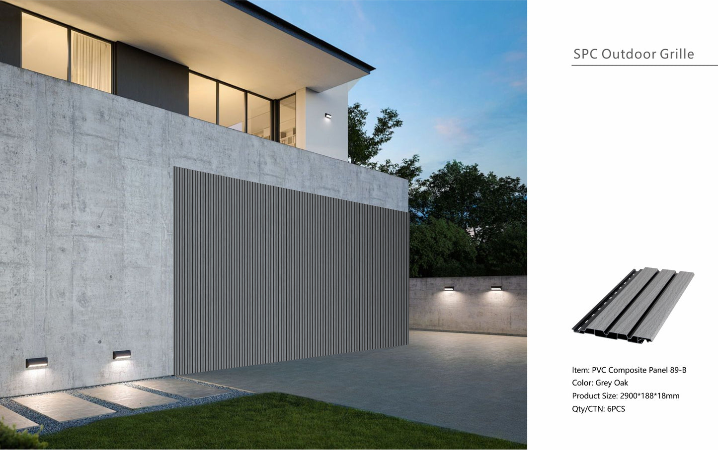 Wall Panel 89B - Grey Oak - Outdoor - 290cm - (1 pack / 6pcs)