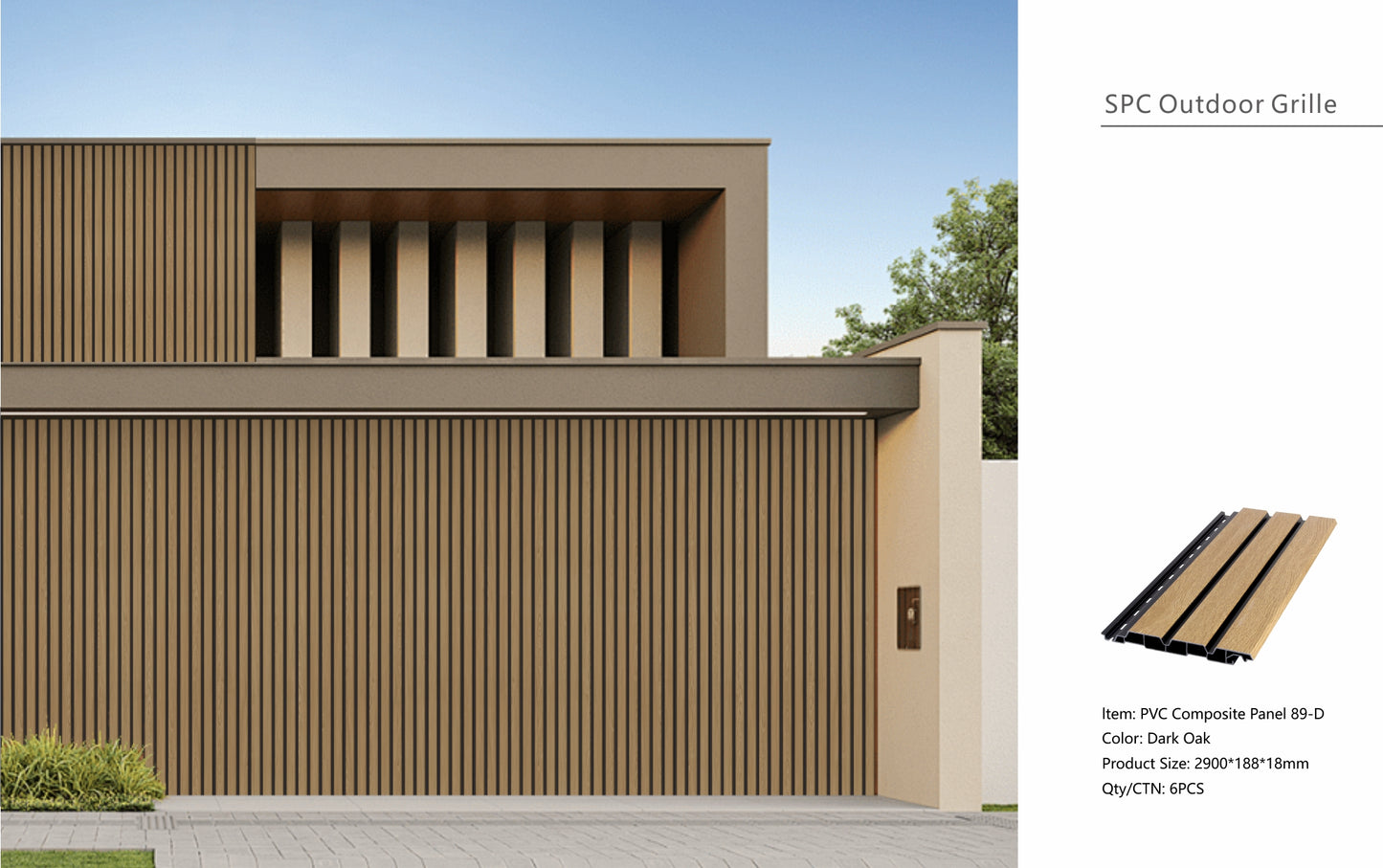 Wall Panel 89D - Dark Oak - Outdoor - 290cm - (1 pack / 6pcs)