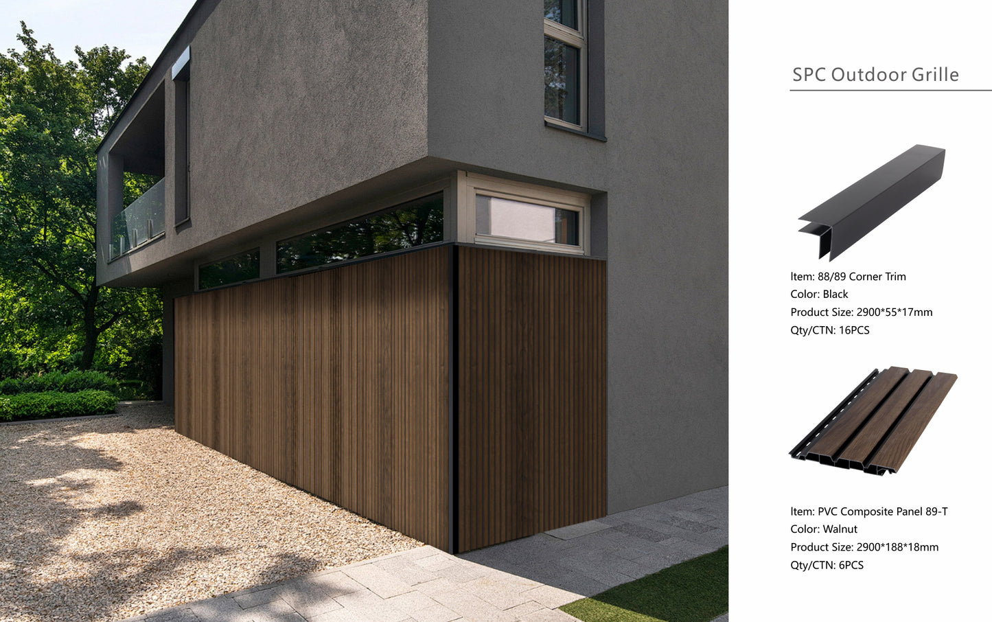 Wall Panel 89T - Walnut - Outdoor - 290cm - (1 pack / 6pcs)