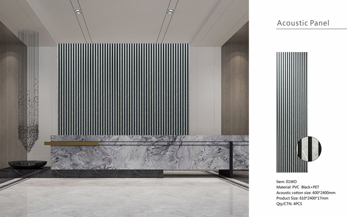 Wall Panel 01WO - Grey Marble - Acoustic - 240cm - (1 pack / 4pcs)