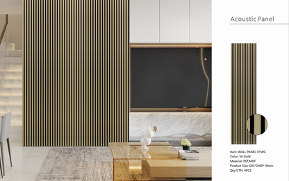 Wall Panel 01WG - Metallic Gold - Acoustic - 240cm - (1 pack / 4pcs)
