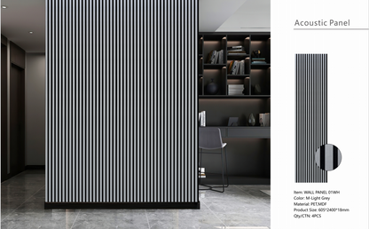 Wall Panel 01WH - Metallic Light Grey - Acoustic - 240cm - (1 pack / 4pcs)
