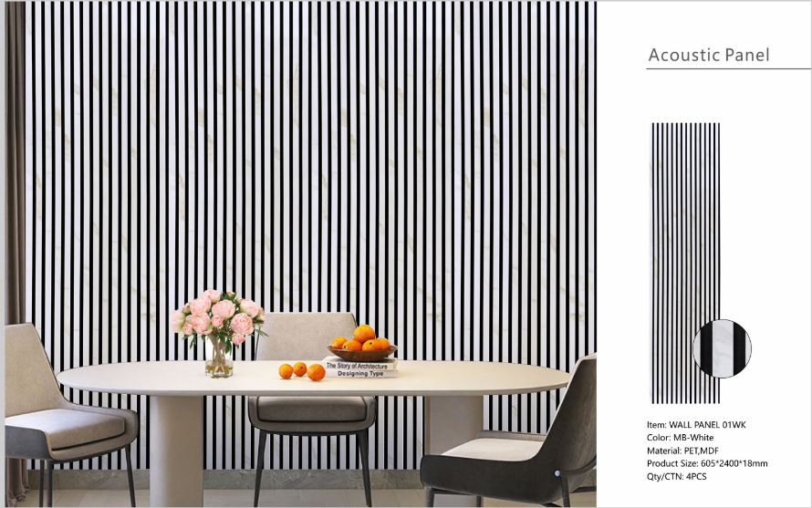 Wall Panel 01 WK/Marble-White  (Acoustic) - 1 pack(4pcs)
