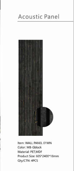 Wall Panel 01 WN / Marble-Gold Black  (Acoustic) - 1 pack(4pcs)