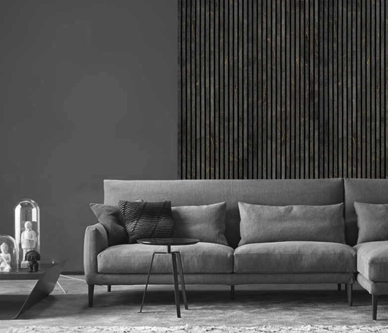 Wall Panel 01 WN / Marble-Gold Black  (Acoustic) - 1 pack(4pcs)