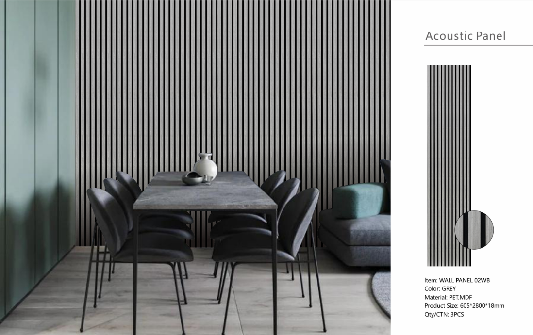 Wall Panel 02WB - Grey - Acoustic - 280cm - (1 pack / 3pcs)