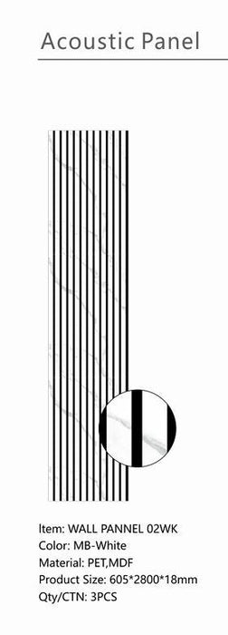 Wall Panel 02WK - White Marble - Acoustic - 280cm - (1 pack / 3pcs)