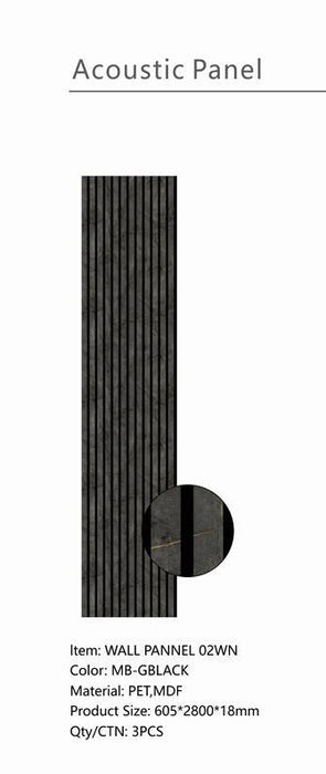 Wall Panel 02WN - Gold and Black Marble - Acoustic - 280cm - (1 pack / 3pcs)
