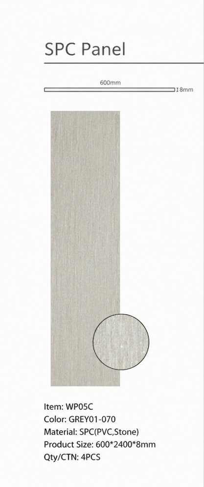 Wall Panel 05C - Grey - Wall Board - 240cm - (1 pack / 4pcs)