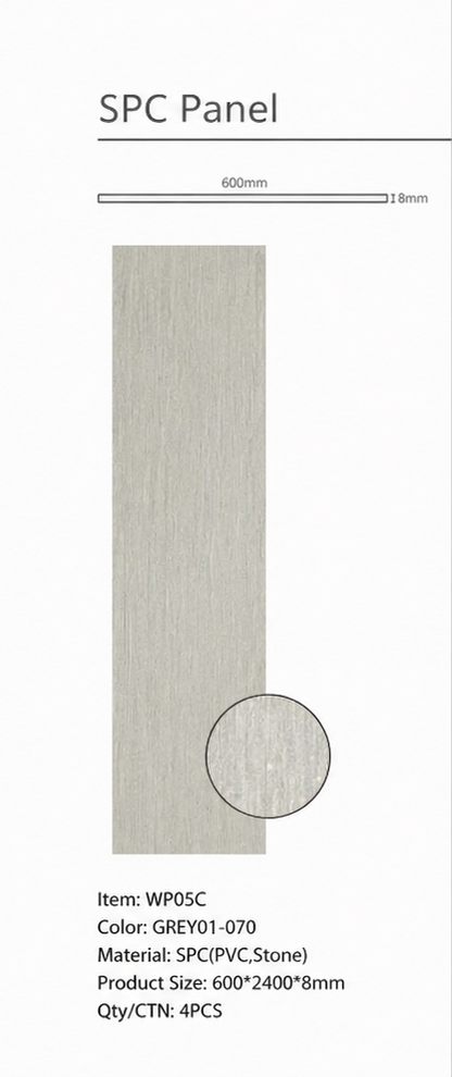 Wall Panel 05C - Grey - Wall Board - 240cm - (1 pack / 4pcs)