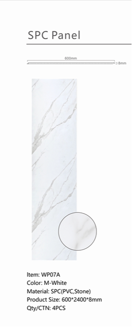 Wall Panel 07A - White Marble - Wall Board - 240cm - (1 pack / 4pcs)