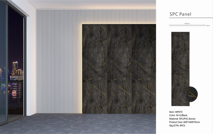 Wall Panel 07C - Gold and Black Marble - Wall Board - 240cm - (1 pack / 4pcs)
