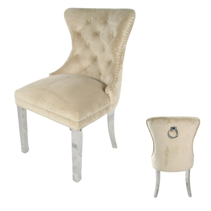 Chelsea Cream Chair (Ring Knocker/Chrome Legs)