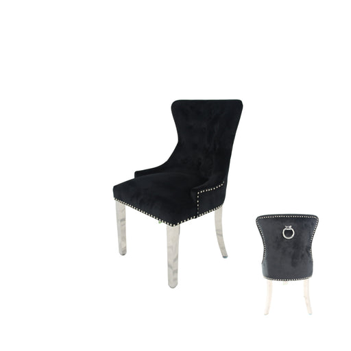 Chelsea Black Chair (Ring Knocker/Chrome Legs)