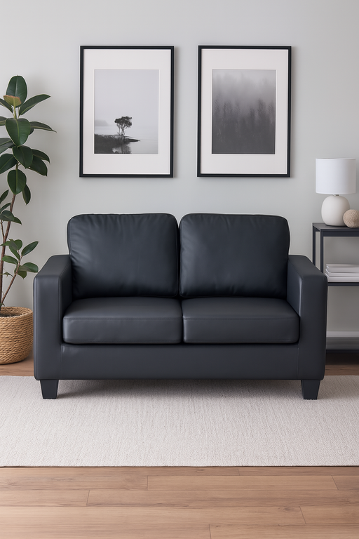 130 Sofa - 2 Seat (PU Black)