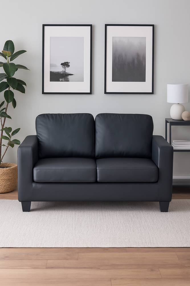 130 Sofa - 2 Seat (PU Black)