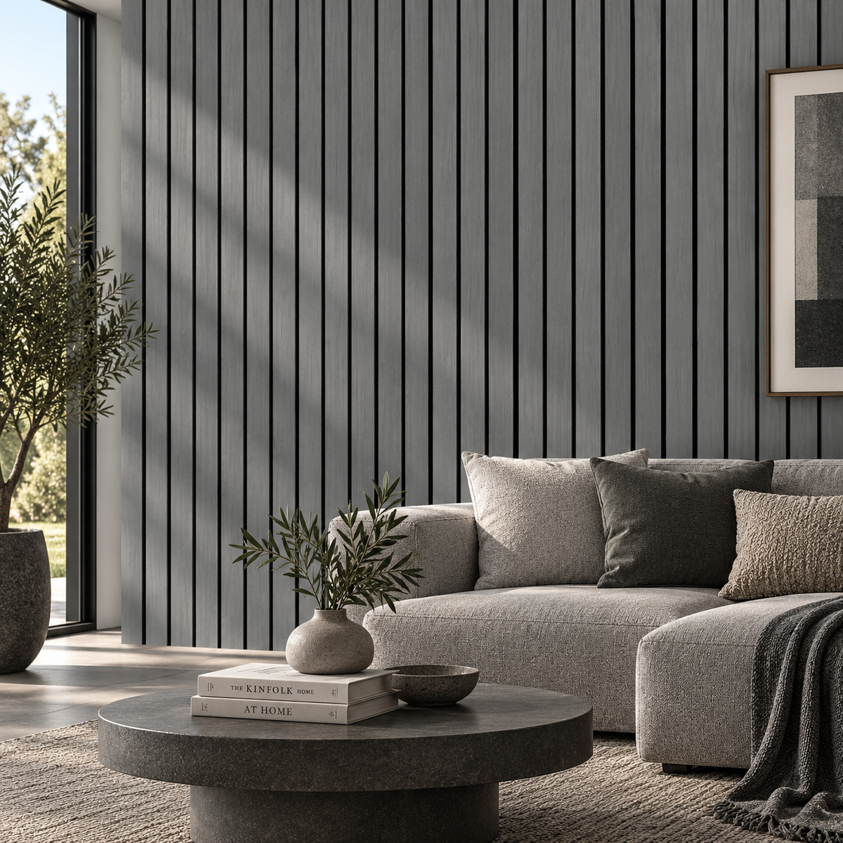 Wall Panel 17B - Light Grey - Wide Slat Acoustic - 240cm - (1 pack / 4pcs)