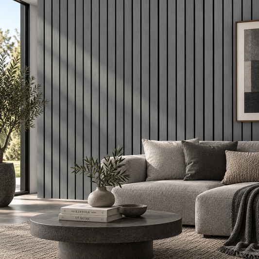 Wall Panel 17B - Light Grey - Wide Slat Acoustic - 240cm - (1 pack / 4pcs)
