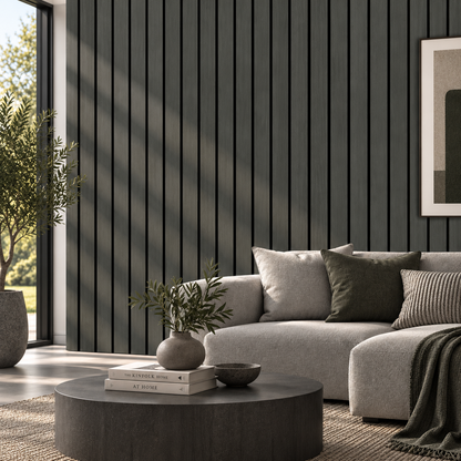Wall Panel 17E - Black - Wide Slat Acoustic - 240cm - (1 pack / 4pcs)