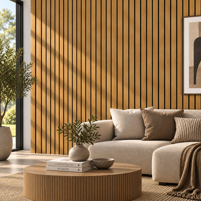 Wall Panel 17P - Teak Oak - Wide Slat Acoustic - 240cm - (1 pack / 4pcs)