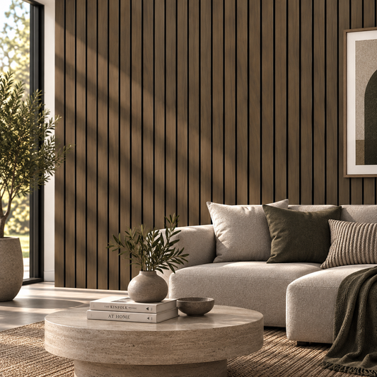 Wall Panel 17T - Walnut - Wide Slat Acoustic - 240cm - (1 pack / 4pcs)
