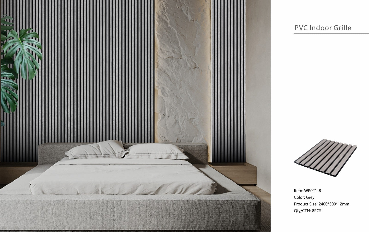 Wall Panel 21B - Grey - Seamless - 240cm - (1 pack / 8pcs)