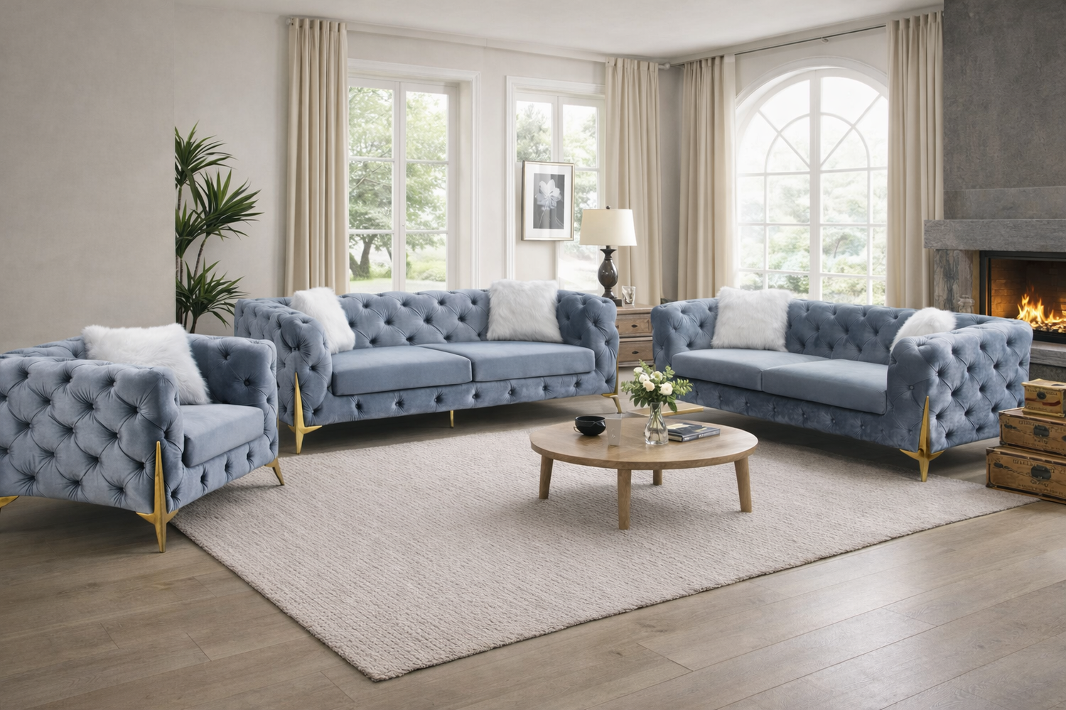 G-Paris Grey Shimmer 3+2+1 Sofa
