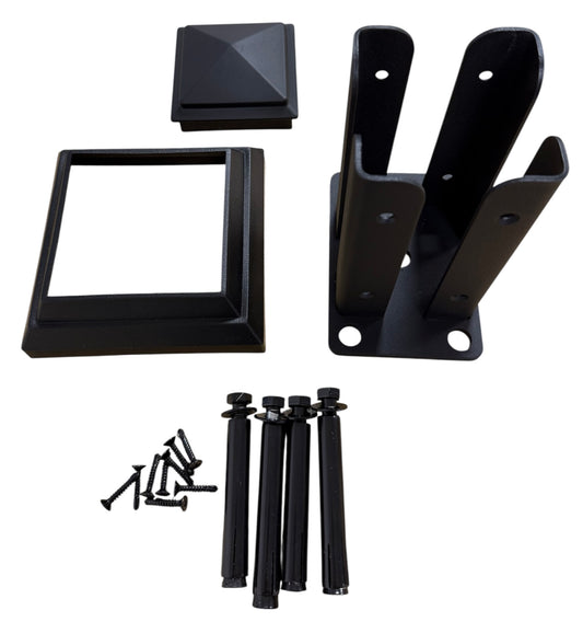 Fence Post Fitting Kit - Black (1 Carton / 4 Sets)