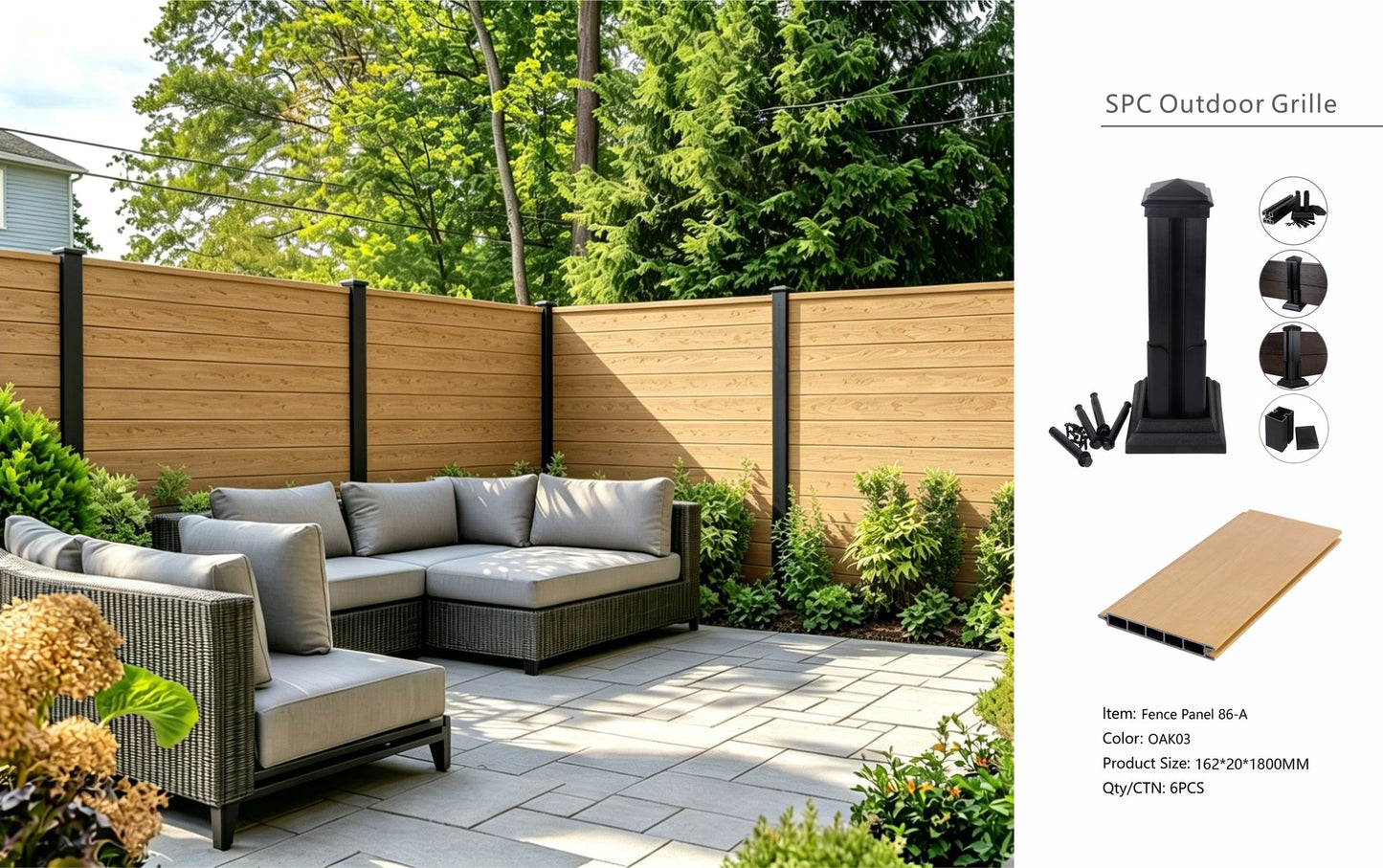 Fencing 86A - Oak 03 - Outdoor - 180cm (1 Pack / 6pcs)