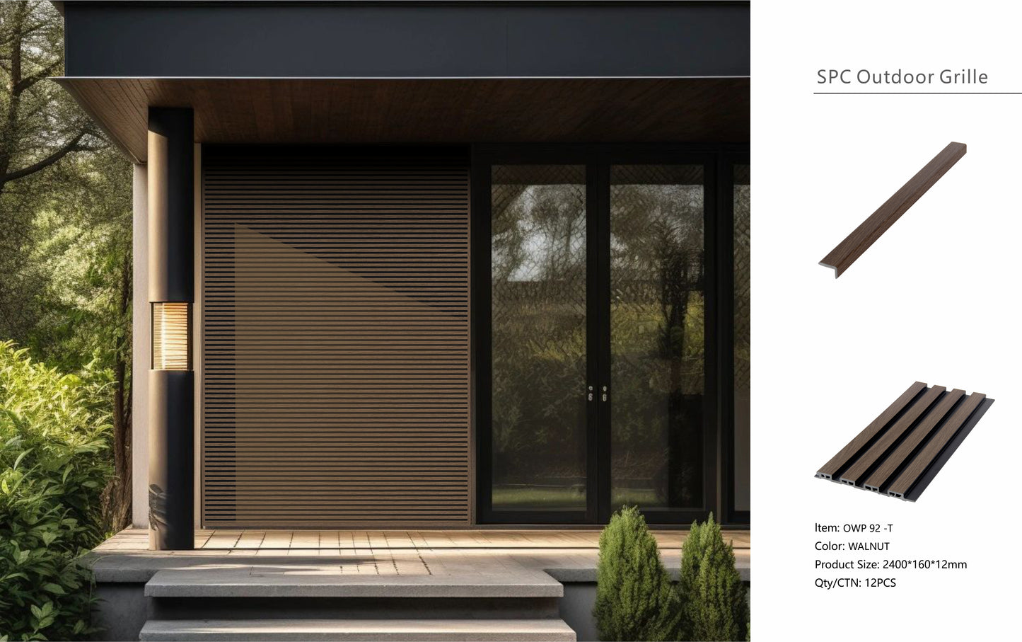 Wall Panel 92T - Walnut - Outdoor - 290cm - (1 pack / 12pcs)
