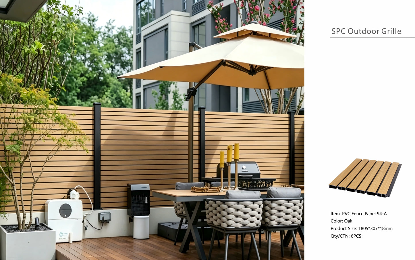 Fencing 94A - Oak - Outdoor - 180cm (1 Pack / 6pcs)