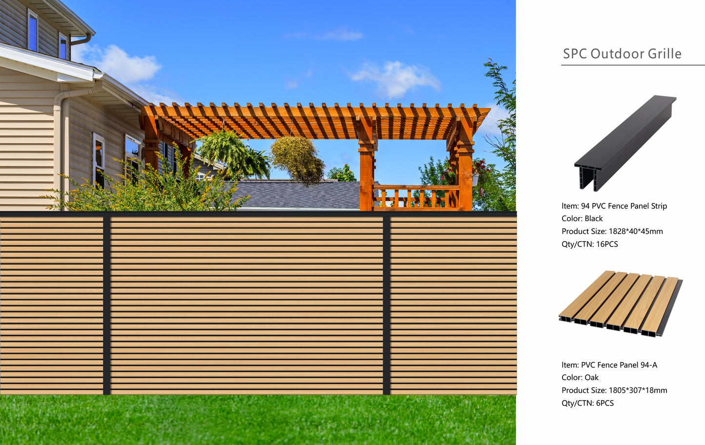 Fencing 94A - Oak - Outdoor - 180cm (1 Pack / 6pcs)