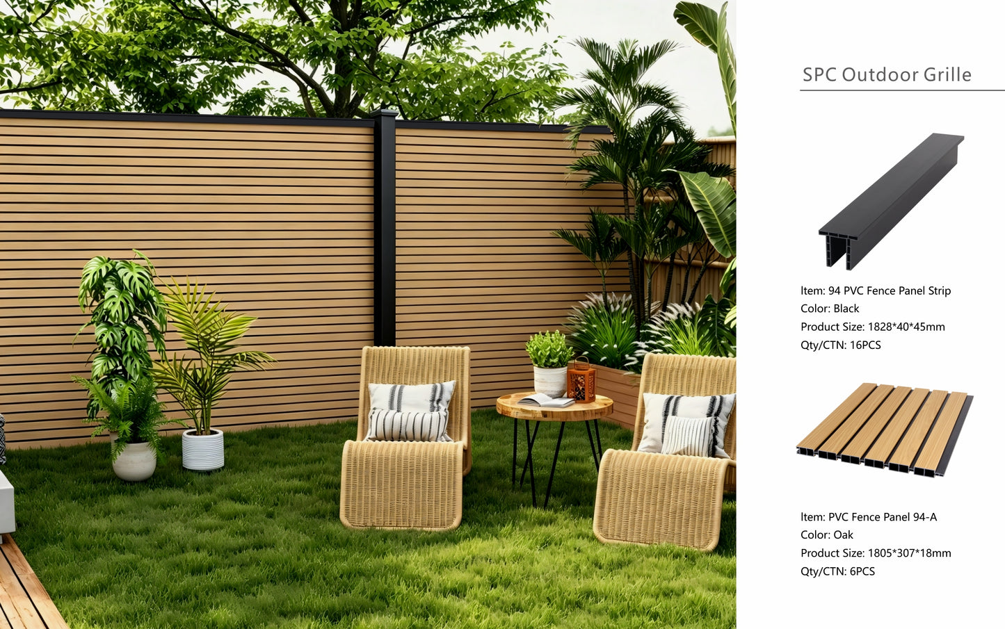 Fencing 94A - Oak - Outdoor - 180cm (1 Pack / 6pcs)