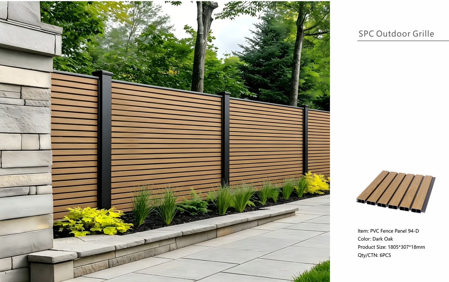 Fencing 94D - Dark Oak - Outdoor - 180cm (1 Pack / 6pcs)