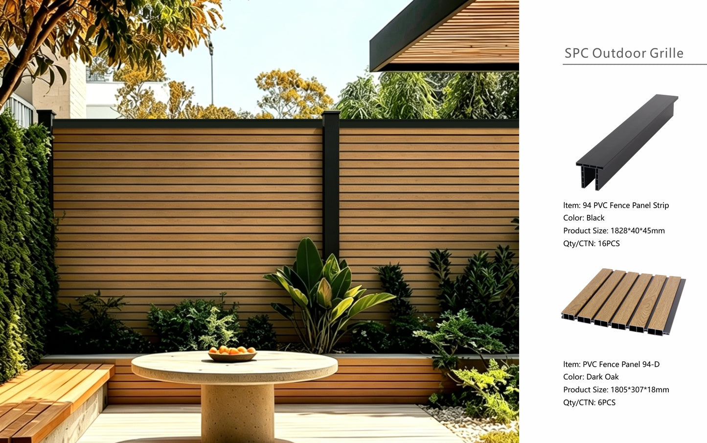 Fencing 94D - Dark Oak - Outdoor - 180cm (1 Pack / 6pcs)