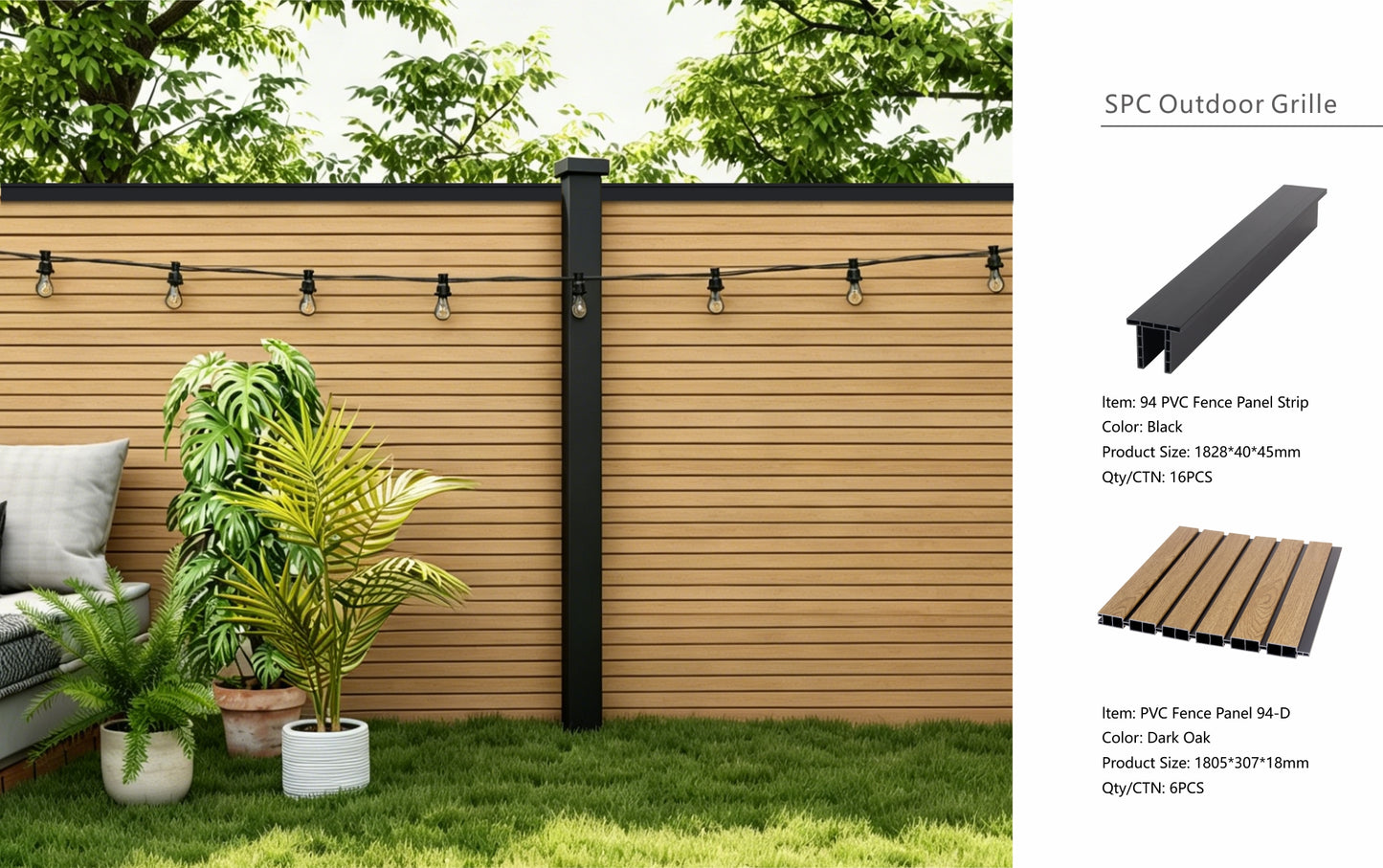 Fencing 94D - Dark Oak - Outdoor - 180cm (1 Pack / 6pcs)