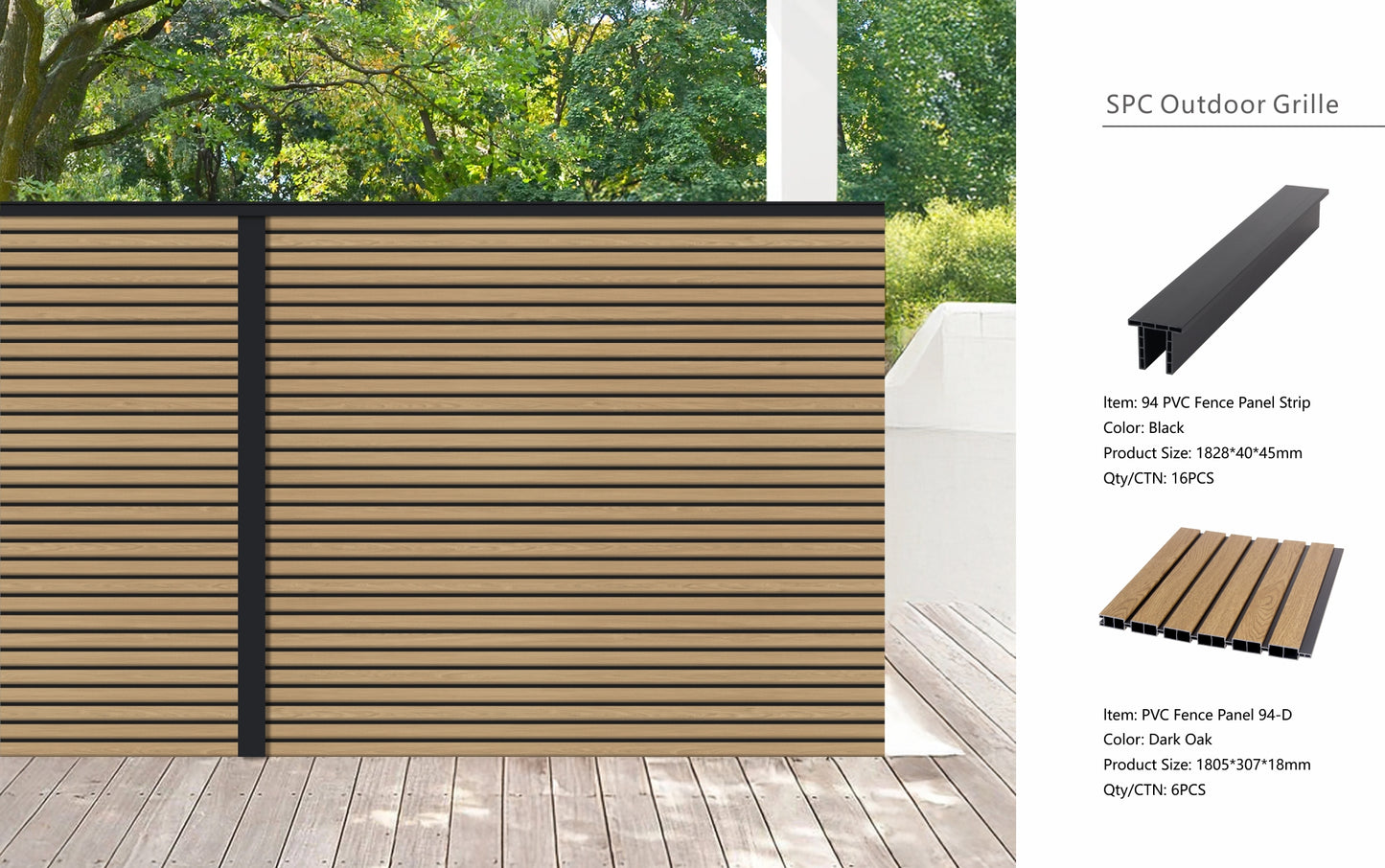 Fencing 94D - Dark Oak - Outdoor - 180cm (1 Pack / 6pcs)