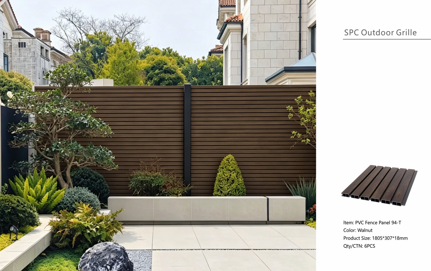 Fencing 94T - Walnut - Outdoor - 180cm (1 Pack / 6pcs)