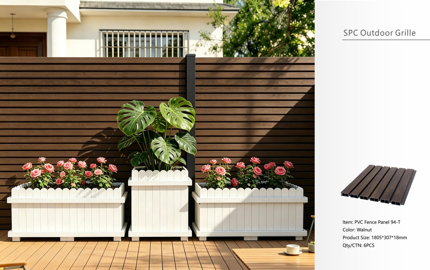 Fencing 94T - Walnut - Outdoor - 180cm (1 Pack / 6pcs)