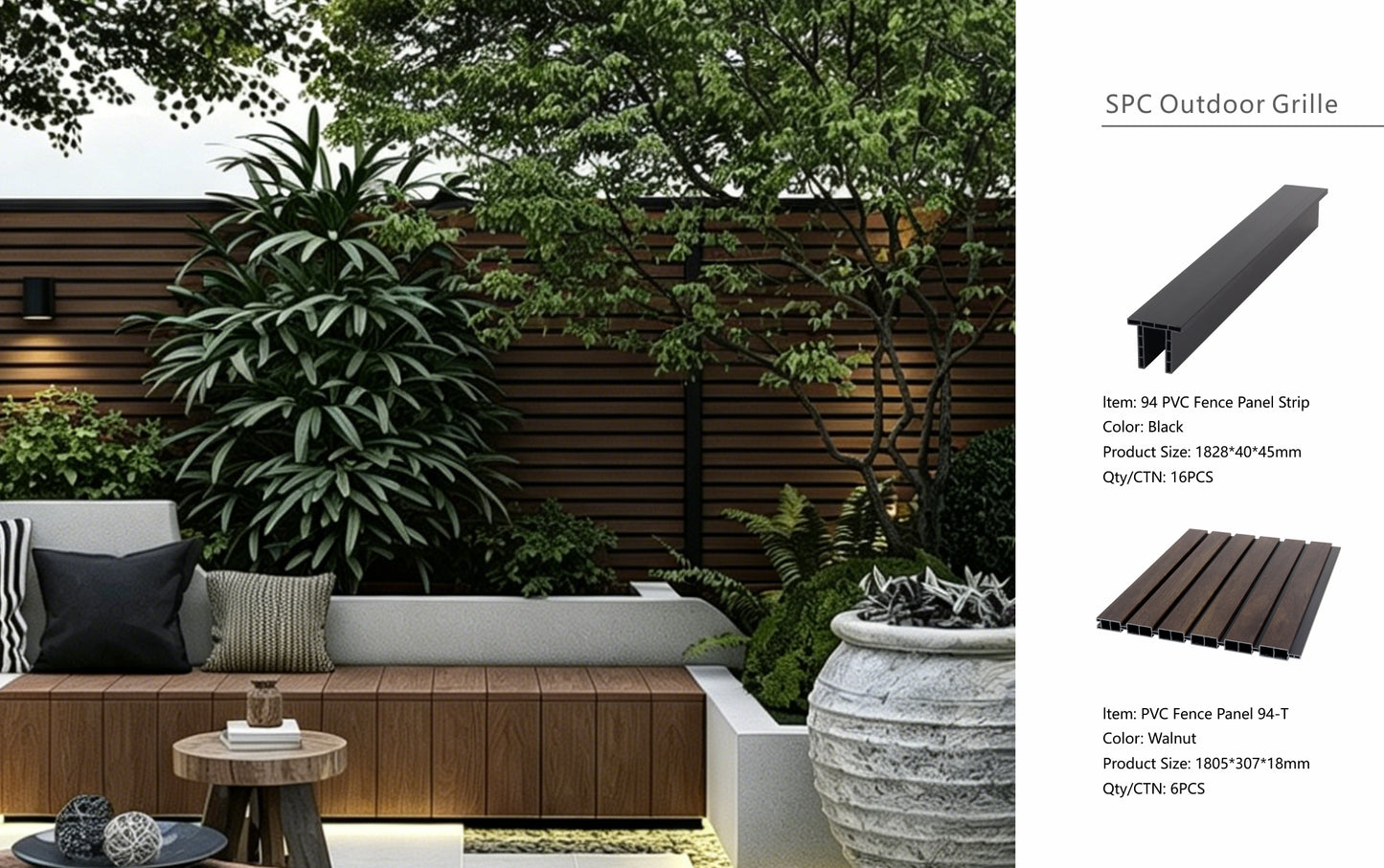 Fencing 94T - Walnut - Outdoor - 180cm (1 Pack / 6pcs)
