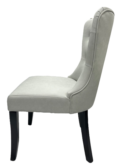 Bentley PU Grey Chair (Black Wooden Legs)