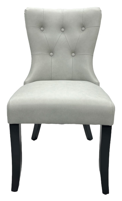 Bentley PU Grey Chair (Black Wooden Legs)