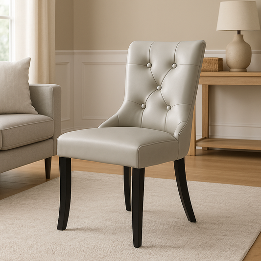 Bentley PU Grey Chair (Black Wooden Legs)