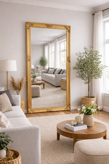 Wooden Frame Mirror - Gold