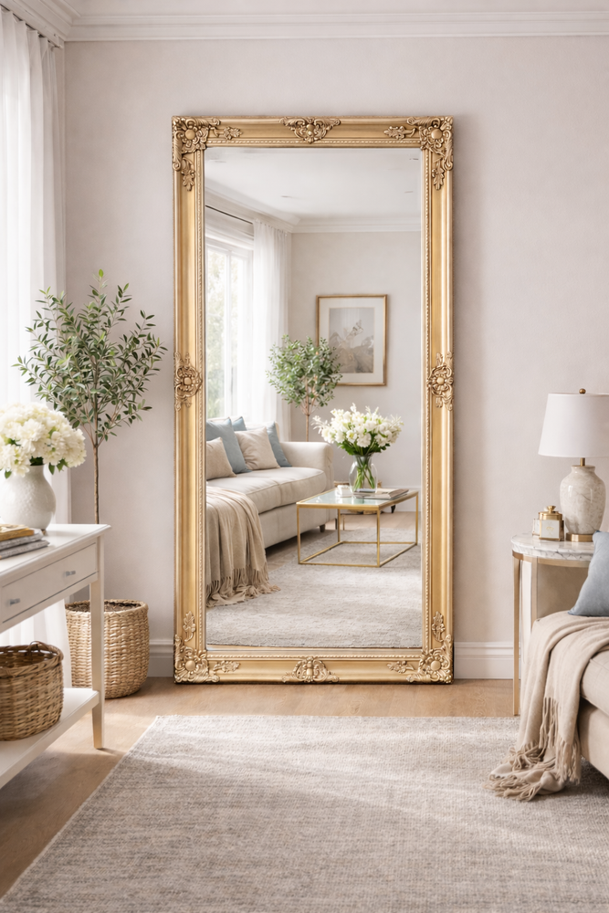 Wooden Frame Mirror - Champagne