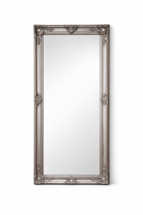 Wooden Frame Mirror - Dark Silver